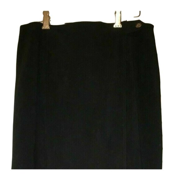 Black TALBOTS 8P Petite 8 Wrap Faux Suede Super Soft Pencil Lined Straight Skirt - Picture 2 of 4